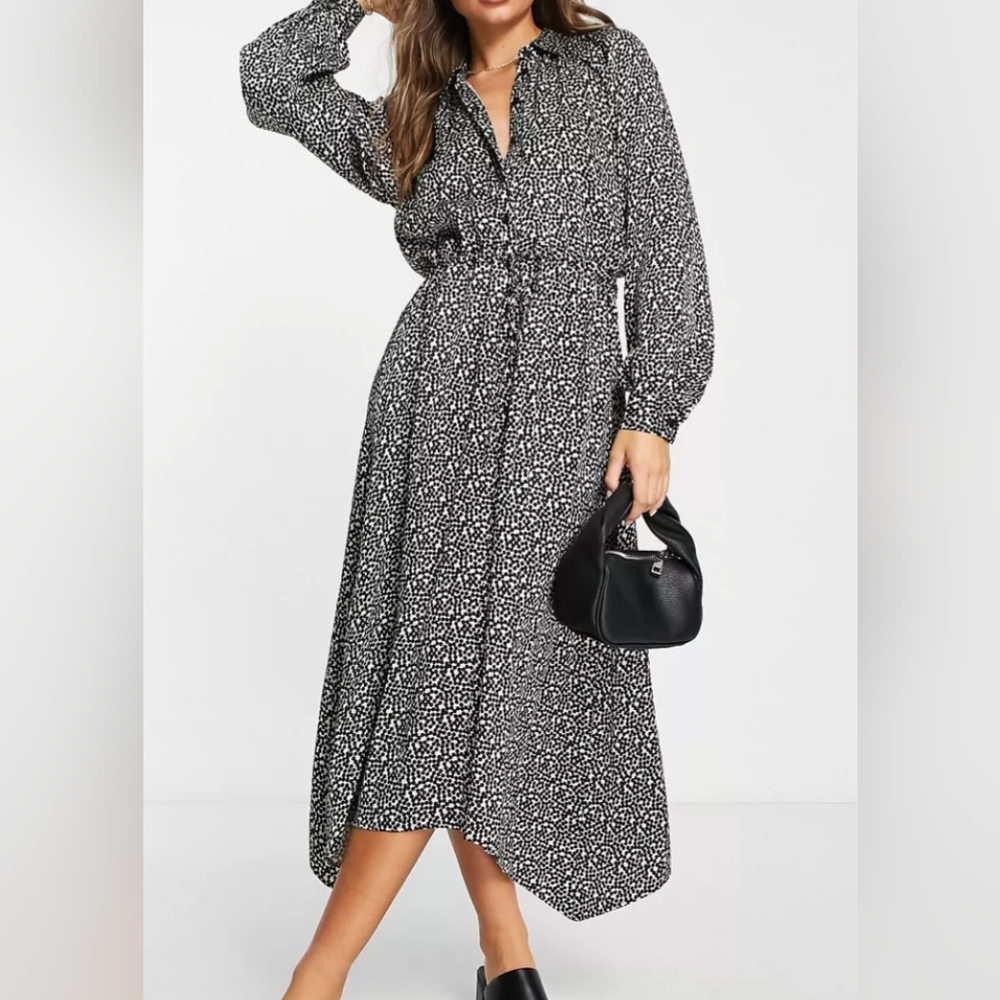 Topshop Spot print tie wasted midi shift dress